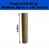 Rollo de papel Kraft . 60cm x 140metros. 70gr.