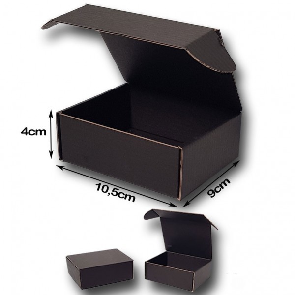 10,5x9x4cm. Cajas Automontables Microcanal NEGRO interior y exterior.