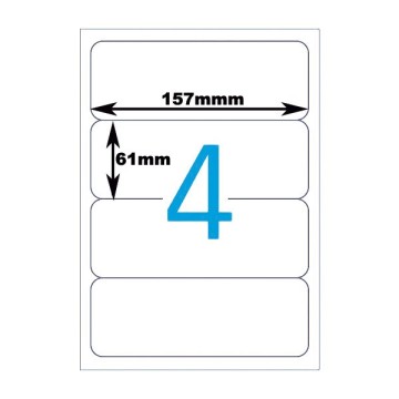 Etiquetas Adhesivas  157mm x 61 mm. 4 etiquetas  x hoja Din A4. 500 hojas